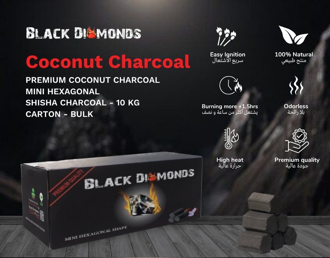 Coconut Shell Charcoal (10KG) (Mini Hexagon)