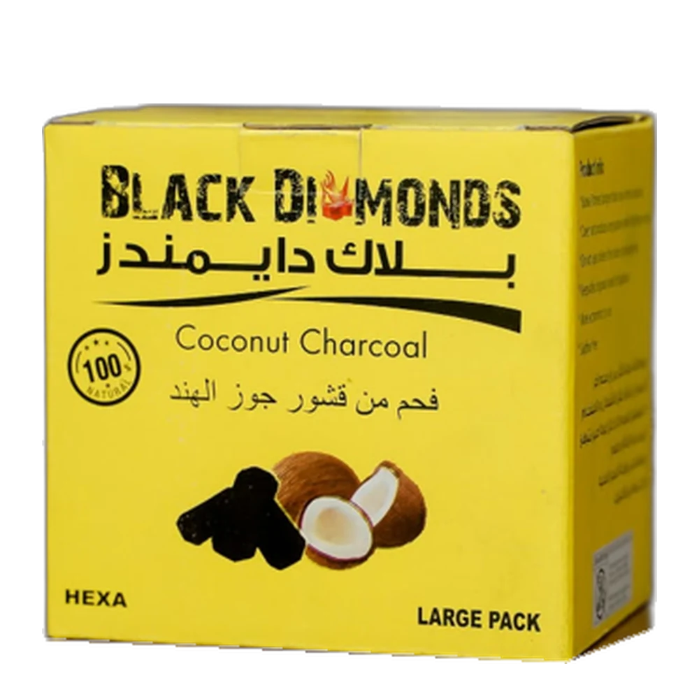 Black Diamonds Coconut Charcoal Hexa large pack, yellow box
